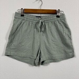 J. Crew Seaside Linen Blend Elastic Drawstring Green Shorts Size XXS